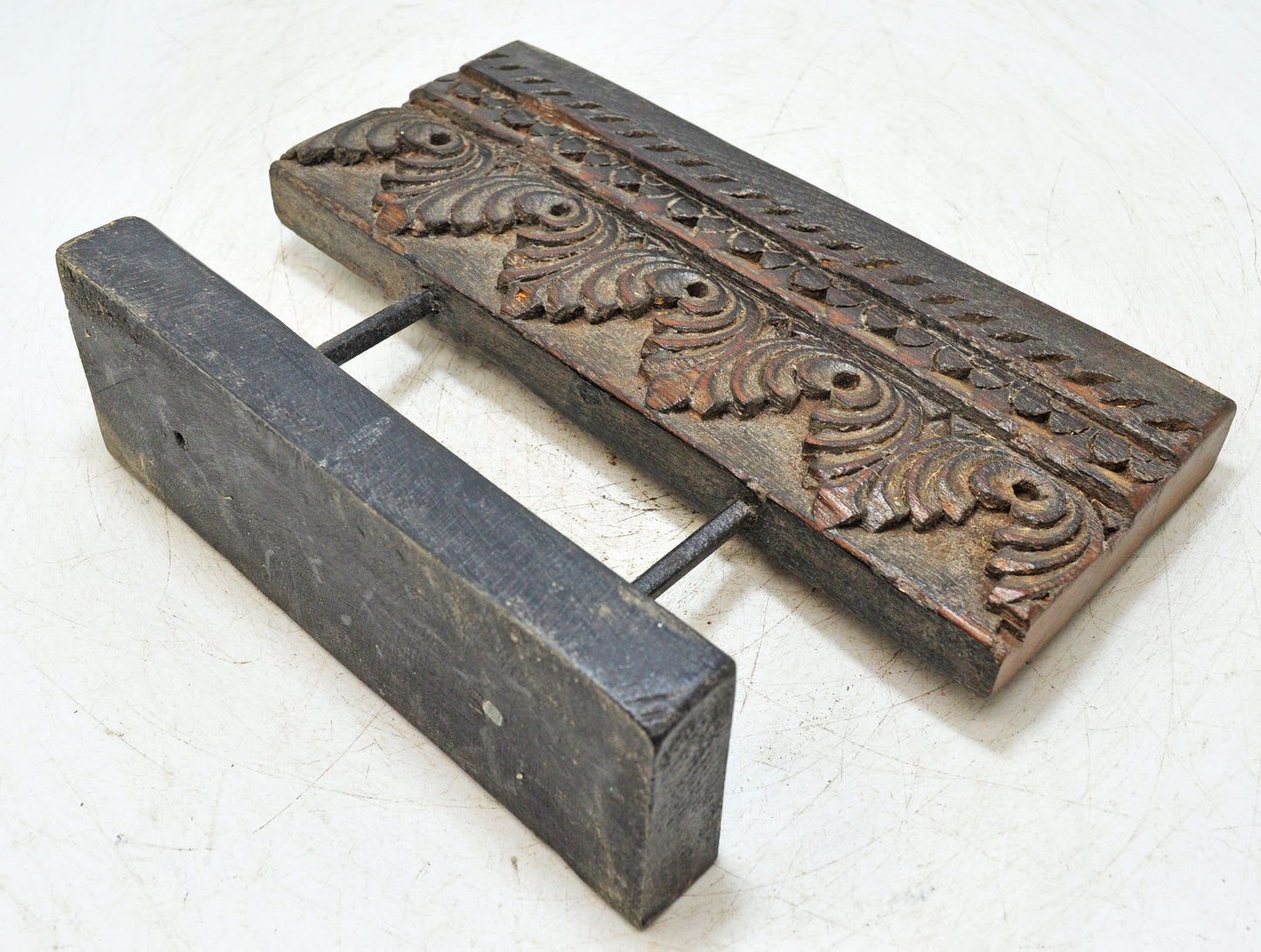 Antique Wooden Floral Carving Panel Plaque Original Old Hand Carved