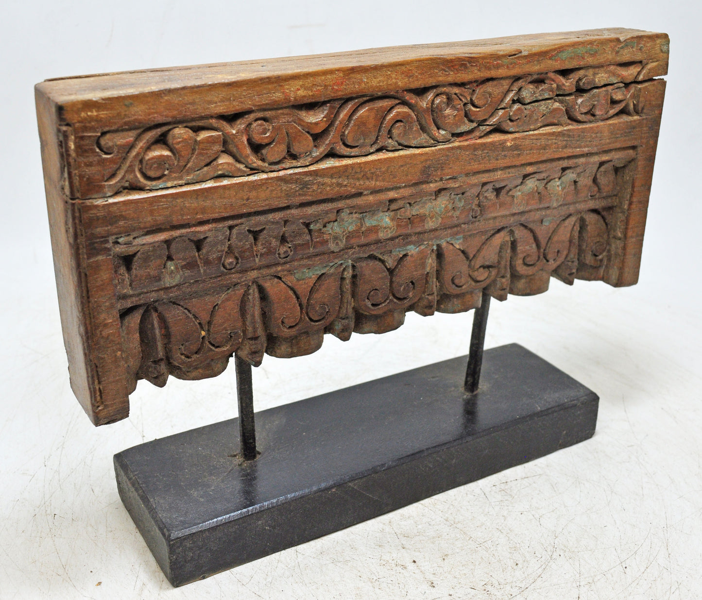 Antique Wooden Floral Carving Panel Plaque Original Old Hand Carved