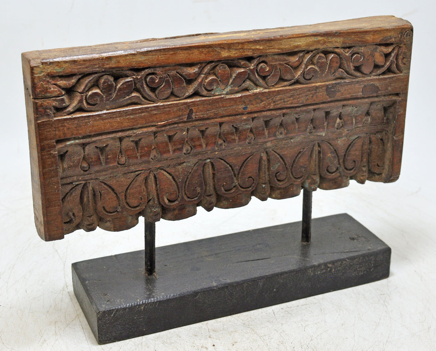 Antique Wooden Floral Carving Panel Plaque Original Old Hand Carved