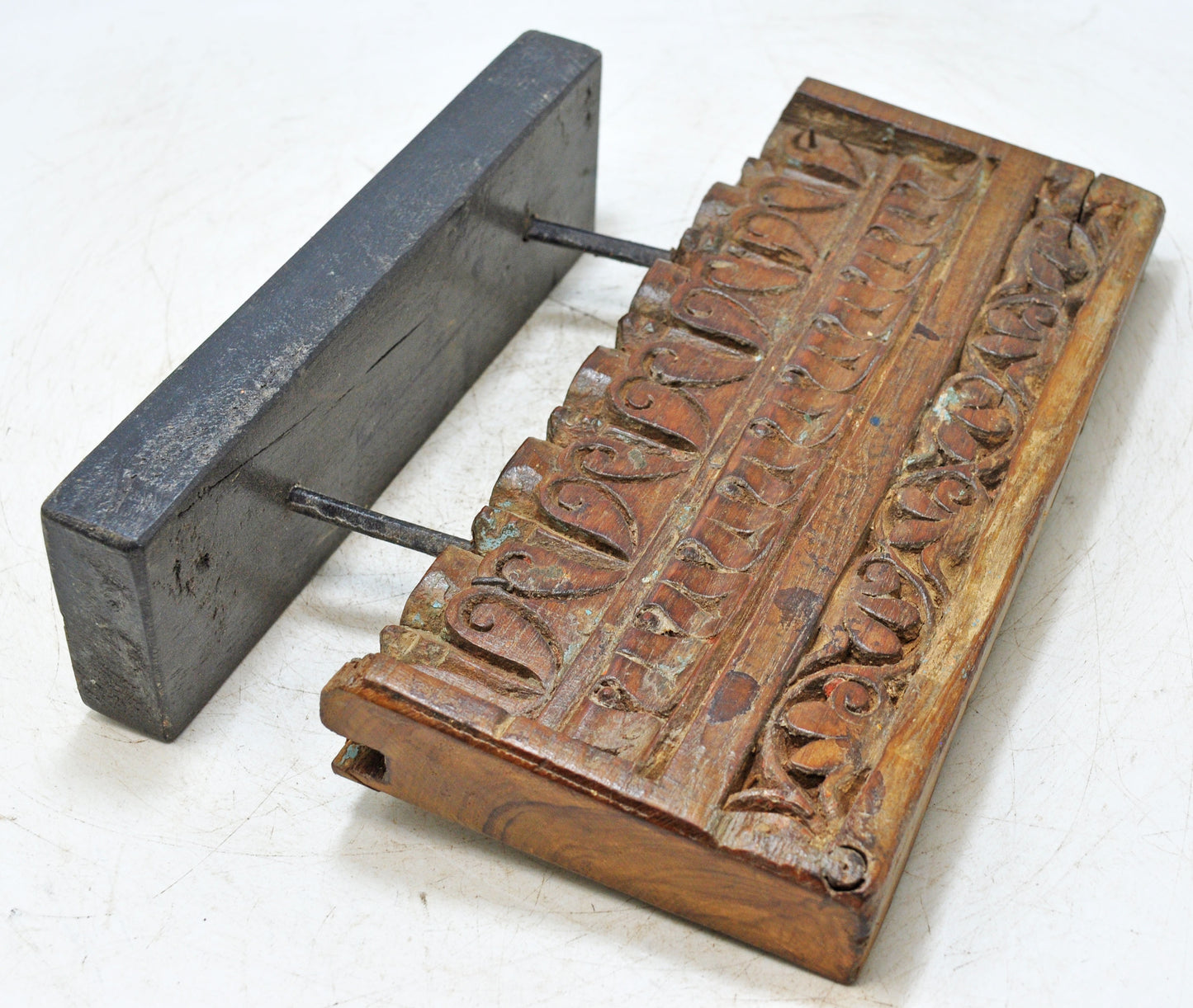 Antique Wooden Floral Carving Panel Plaque Original Old Hand Carved