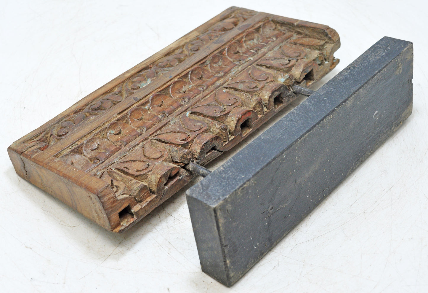 Antique Wooden Floral Carving Panel Plaque Original Old Hand Carved