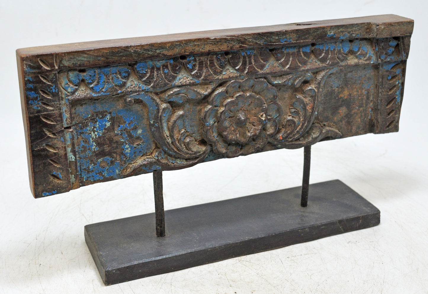 Antique Wooden Floral Carving Panel Plaque Original Old Hand Carved