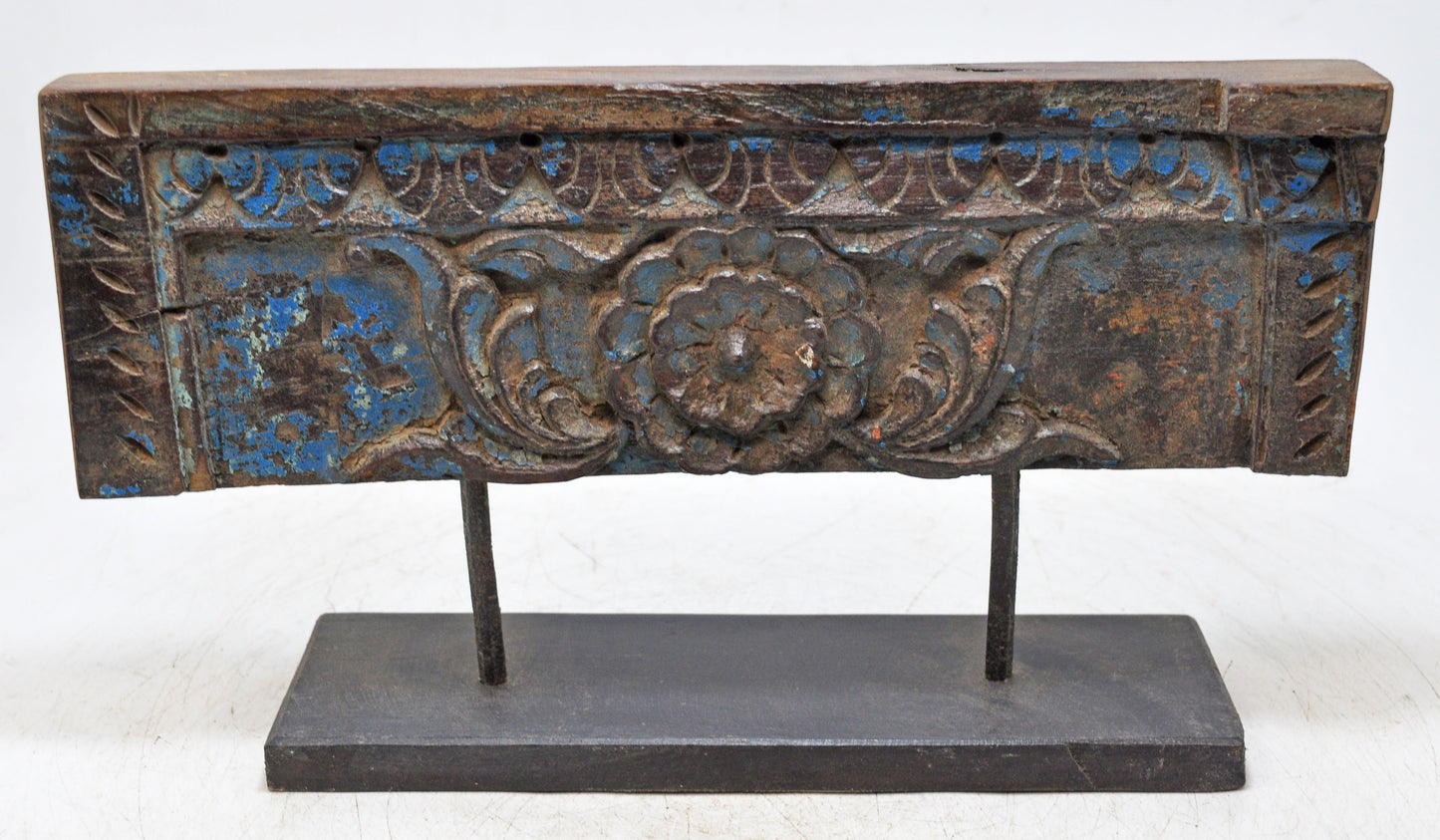 Antique Wooden Floral Carving Panel Plaque Original Old Hand Carved