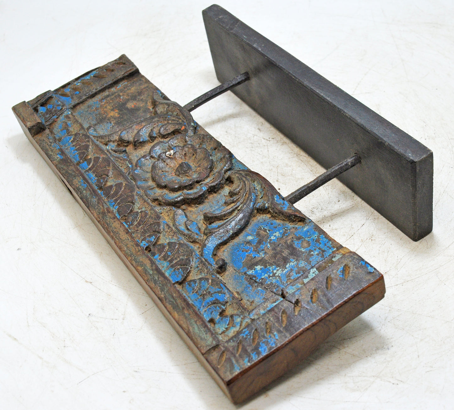 Antique Wooden Floral Carving Panel Plaque Original Old Hand Carved