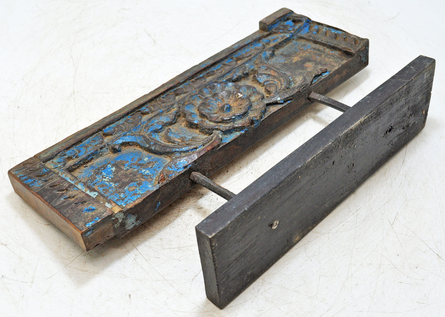 Antique Wooden Floral Carving Panel Plaque Original Old Hand Carved