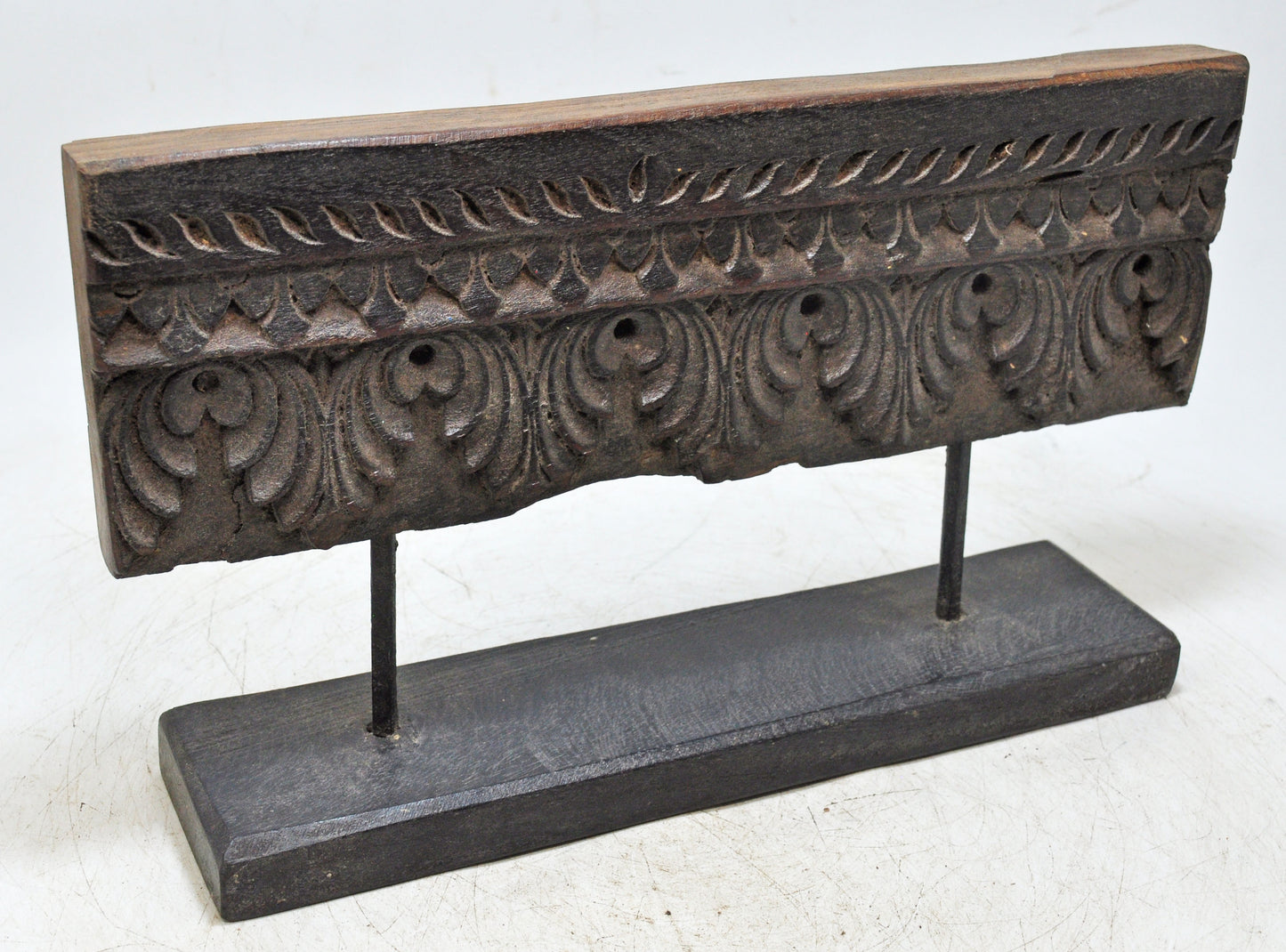 Antique Wooden Floral Carving Panel Plaque Original Old Hand Carved