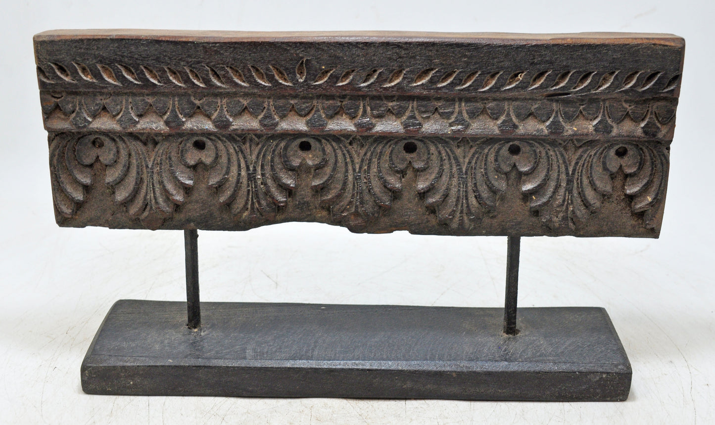 Antique Wooden Floral Carving Panel Plaque Original Old Hand Carved