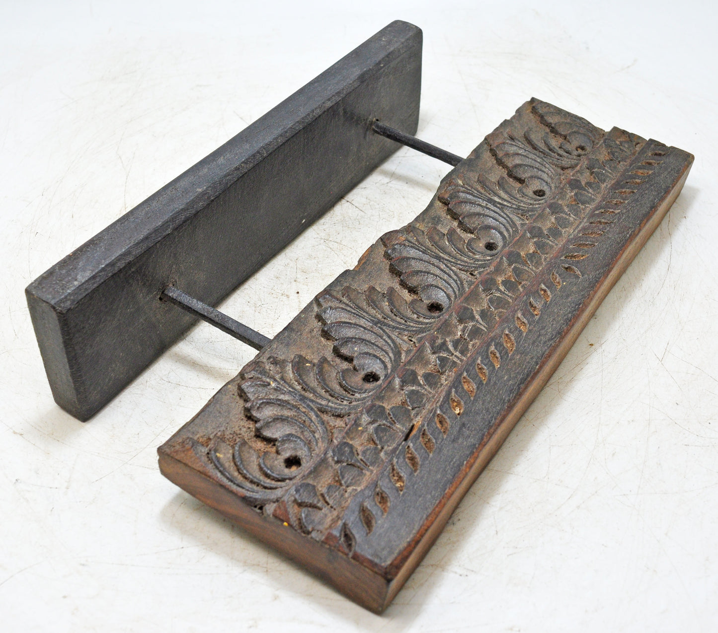 Antique Wooden Floral Carving Panel Plaque Original Old Hand Carved