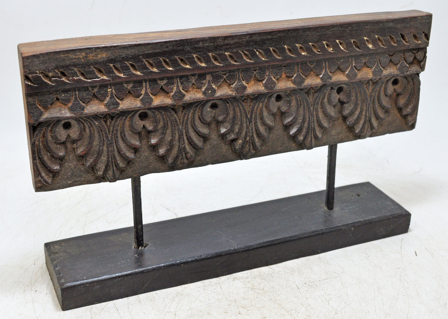 Antique Wooden Floral Carving Panel Plaque Original Old Hand Carved