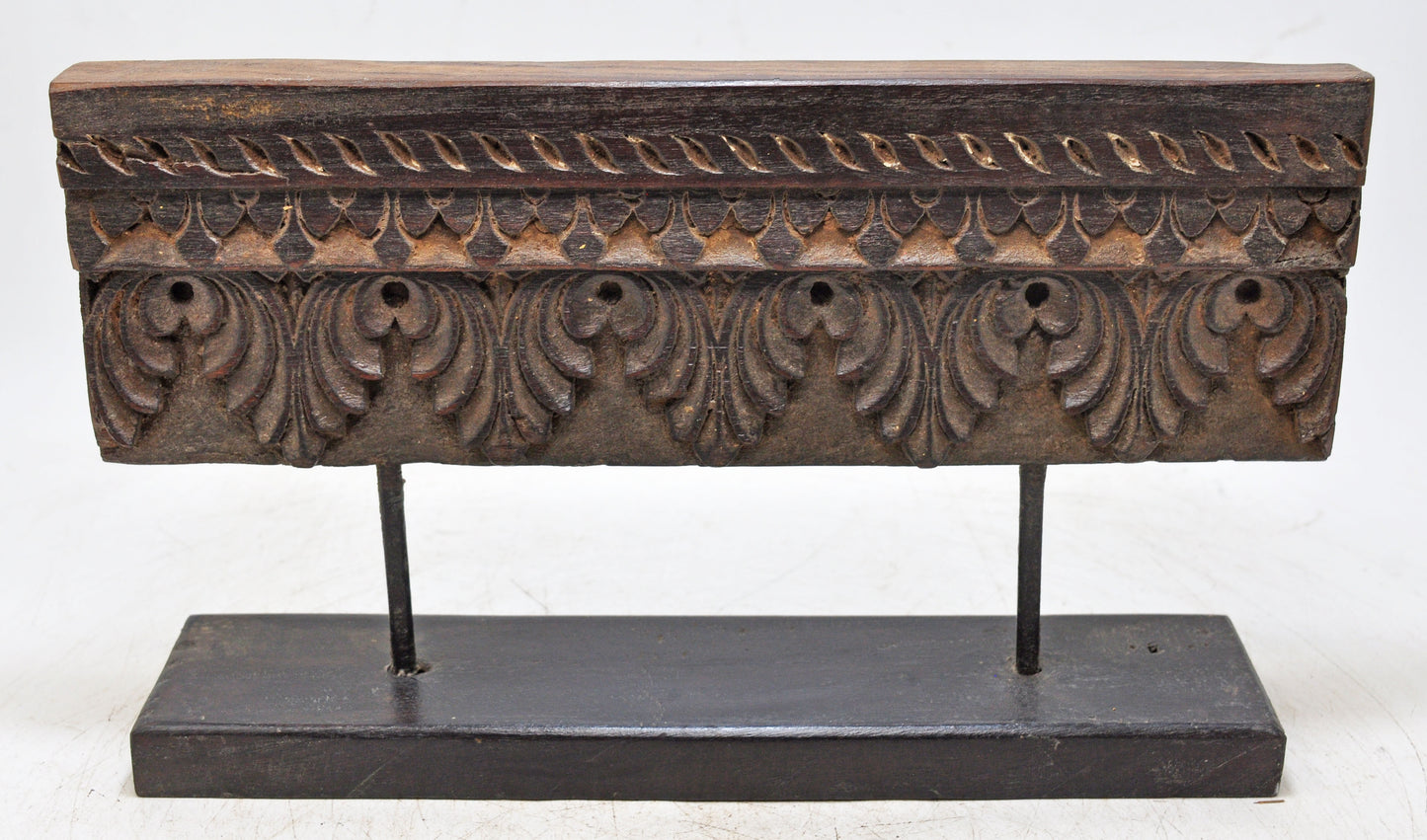 Antique Wooden Floral Carving Panel Plaque Original Old Hand Carved