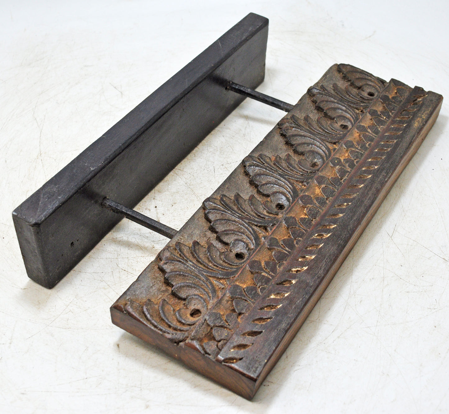 Antique Wooden Floral Carving Panel Plaque Original Old Hand Carved