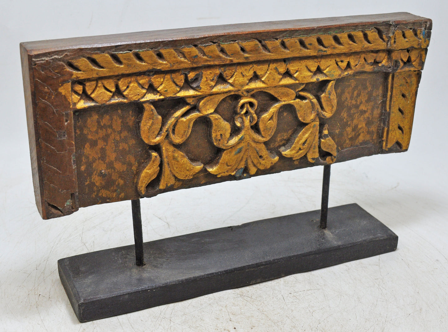 Antique Wooden Floral Carving Panel Plaque Original Old Hand Carved