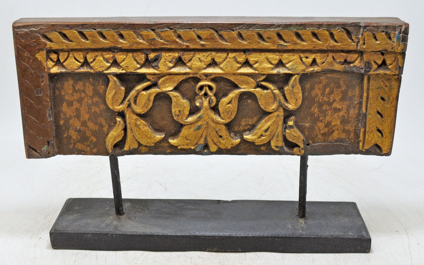 Antique Wooden Floral Carving Panel Plaque Original Old Hand Carved