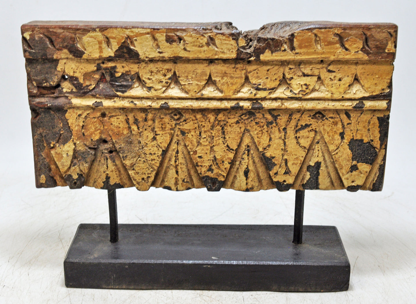 Antique Wooden Floral Carving Panel Plaque Original Old Hand Carved