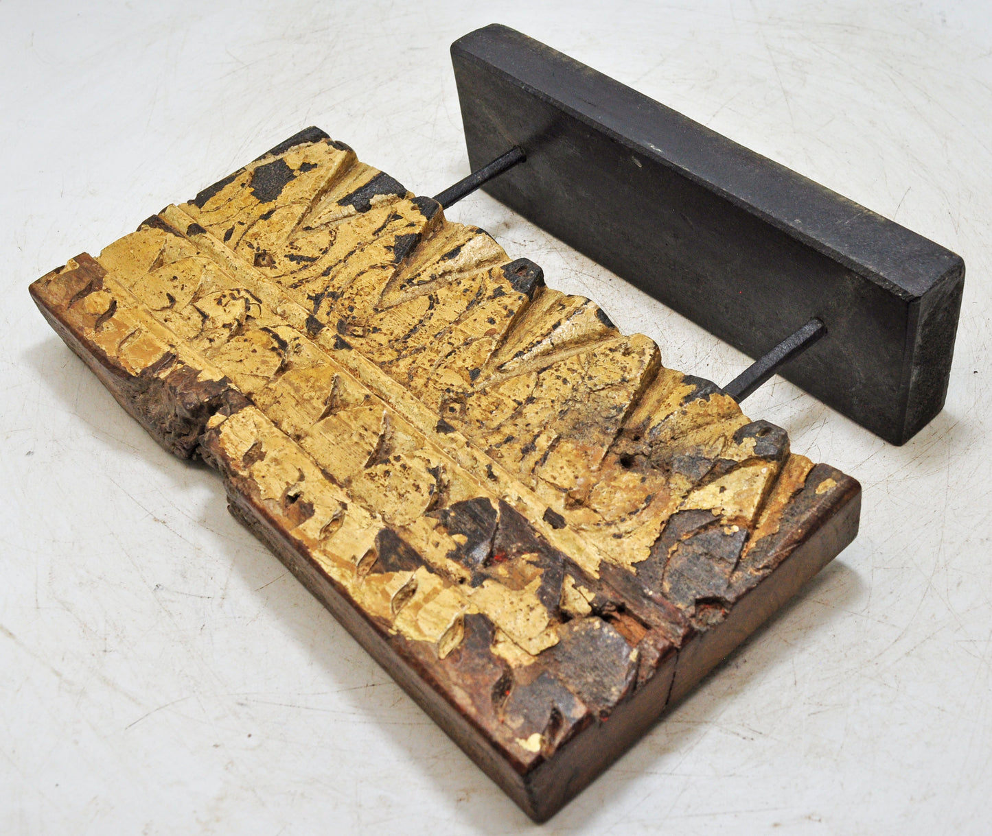 Antique Wooden Floral Carving Panel Plaque Original Old Hand Carved