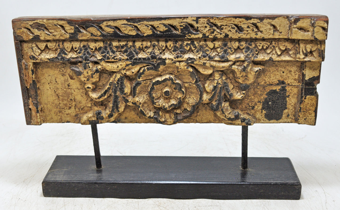 Antique Wooden Floral Carving Panel Plaque Original Old Hand Carved