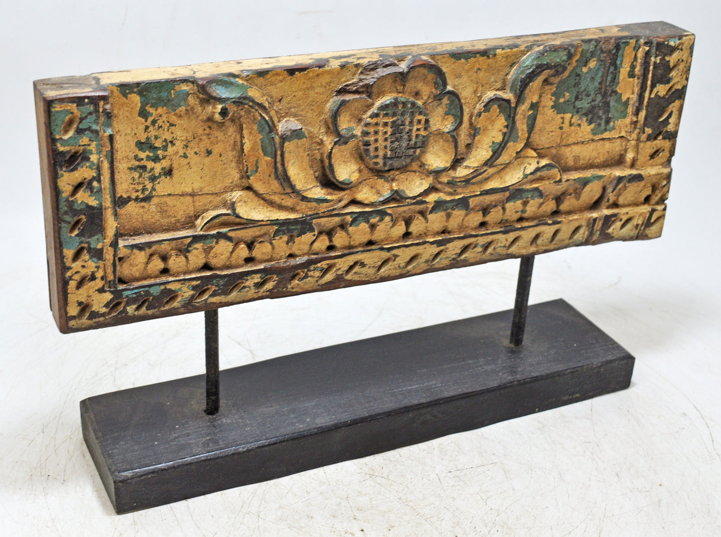 Antique Wooden Floral Carving Panel Plaque Original Old Hand Carved