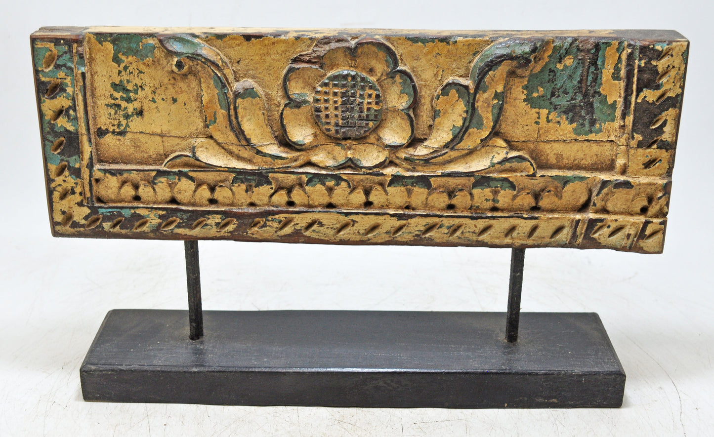 Antique Wooden Floral Carving Panel Plaque Original Old Hand Carved