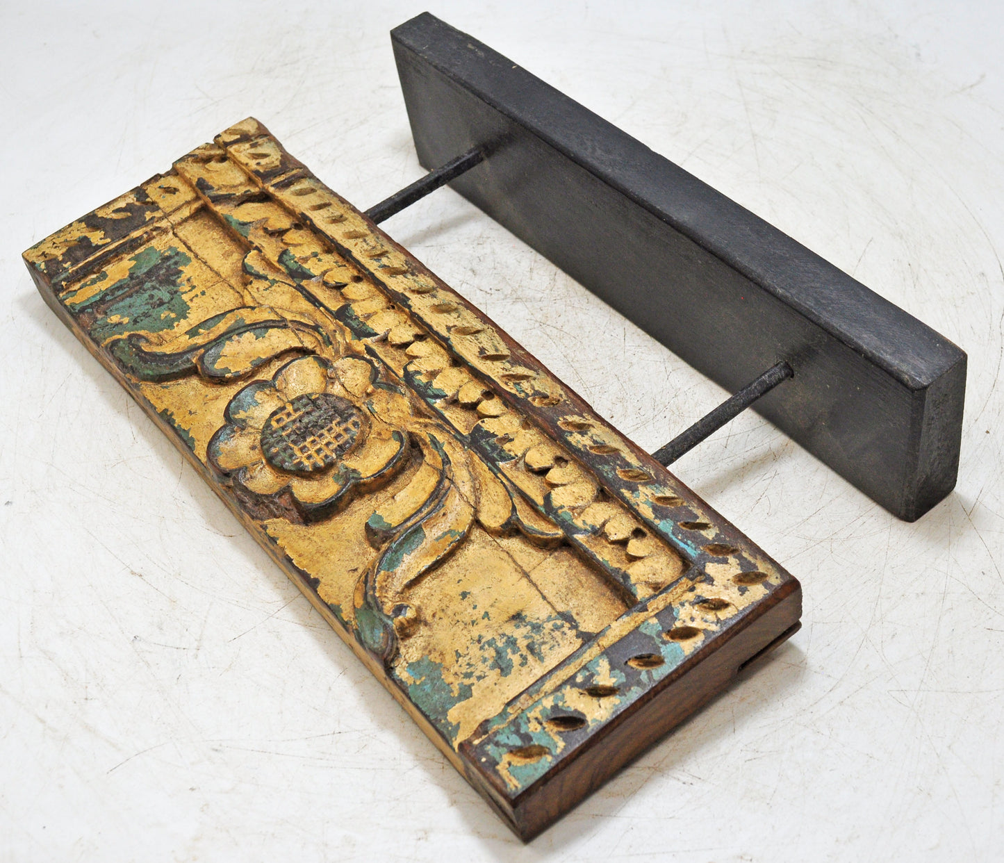 Antique Wooden Floral Carving Panel Plaque Original Old Hand Carved