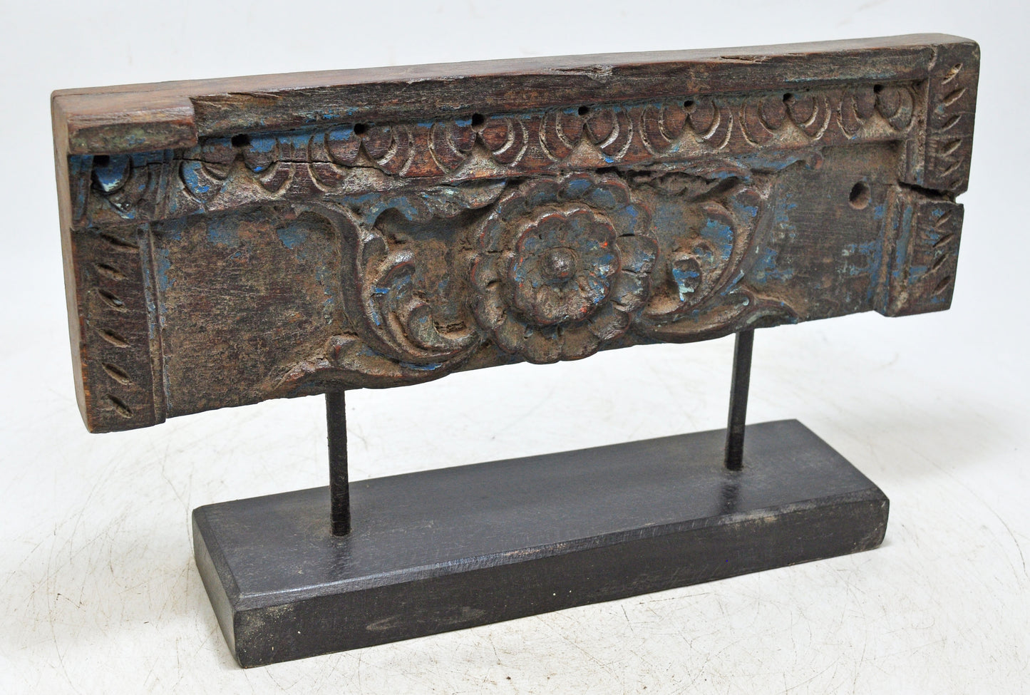 Antique Wooden Floral Carving Panel Plaque Original Old Hand Carved