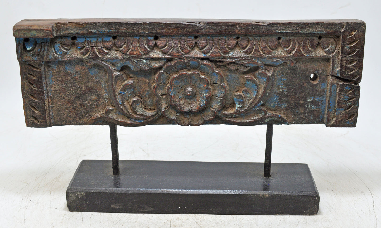 Antique Wooden Floral Carving Panel Plaque Original Old Hand Carved