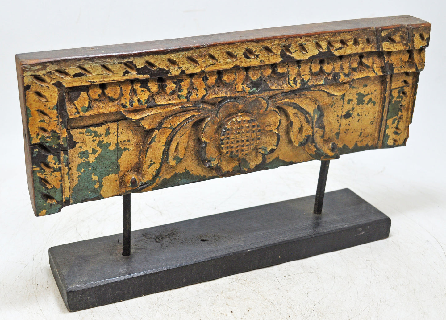 Antique Wooden Floral Carving Panel Plaque Original Old Hand Carved