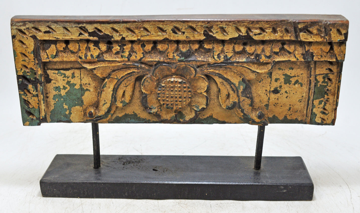 Antique Wooden Floral Carving Panel Plaque Original Old Hand Carved