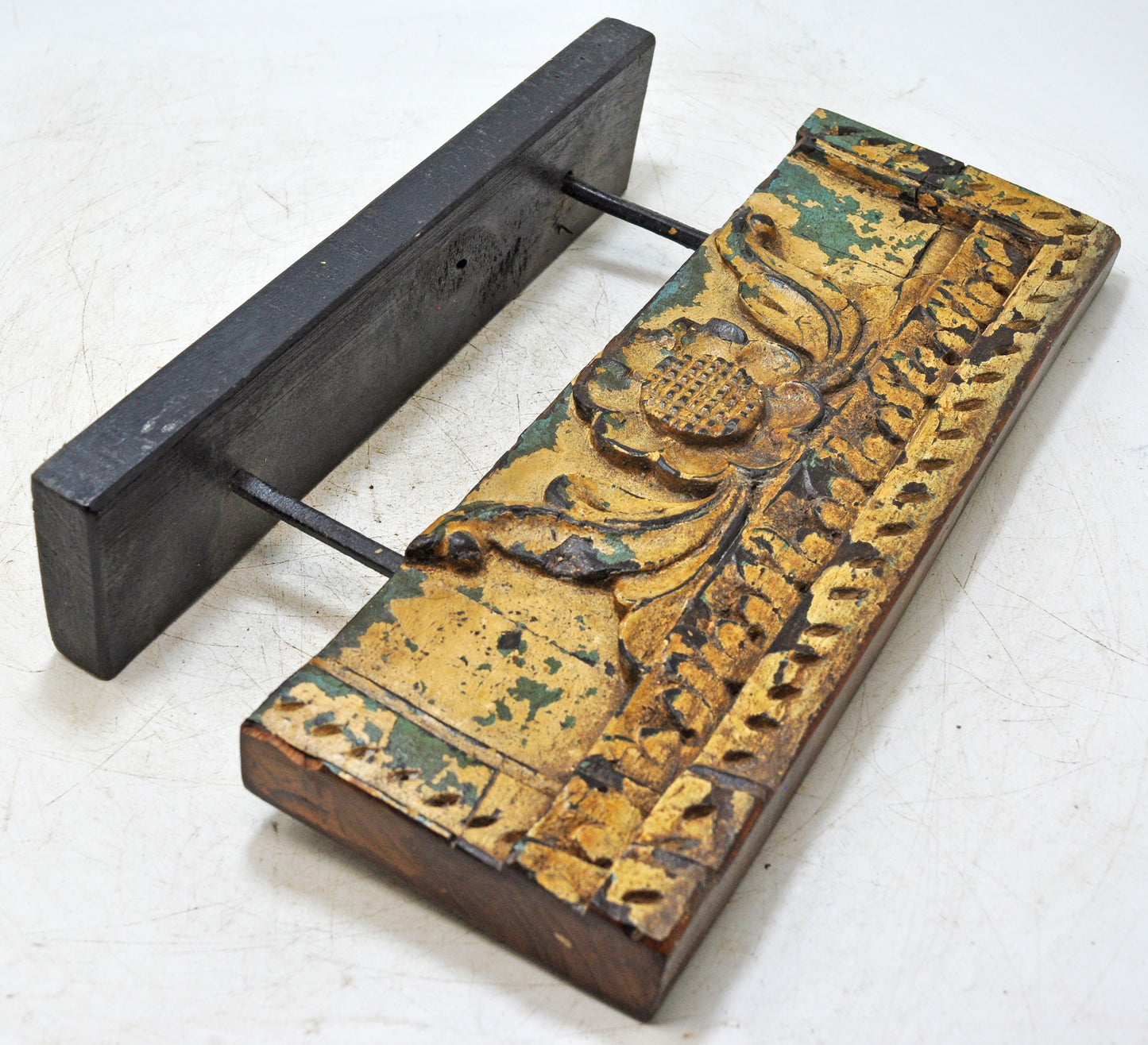 Antique Wooden Floral Carving Panel Plaque Original Old Hand Carved