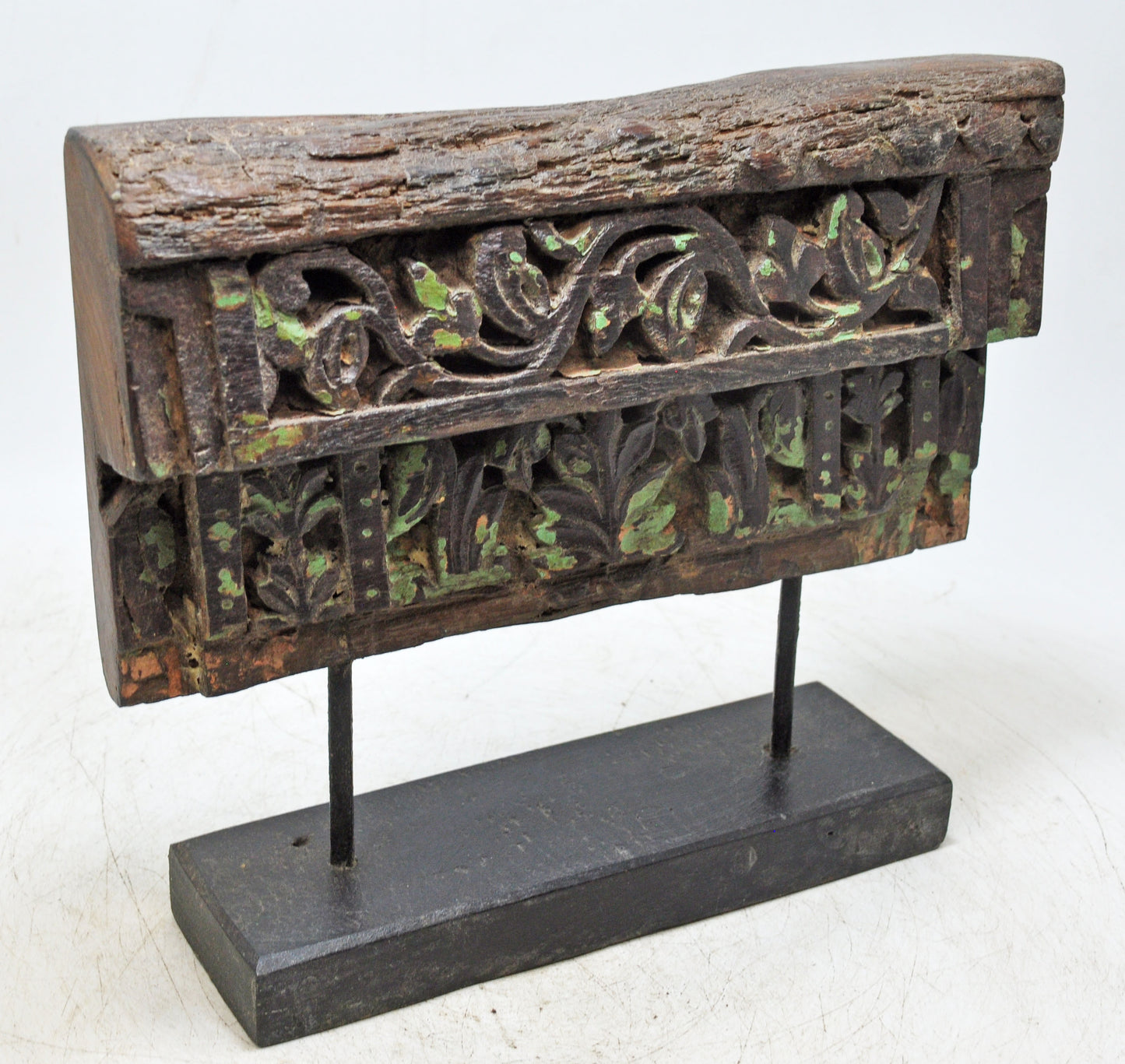 Antique Wooden Floral Carving Panel Plaque Original Old Hand Carved