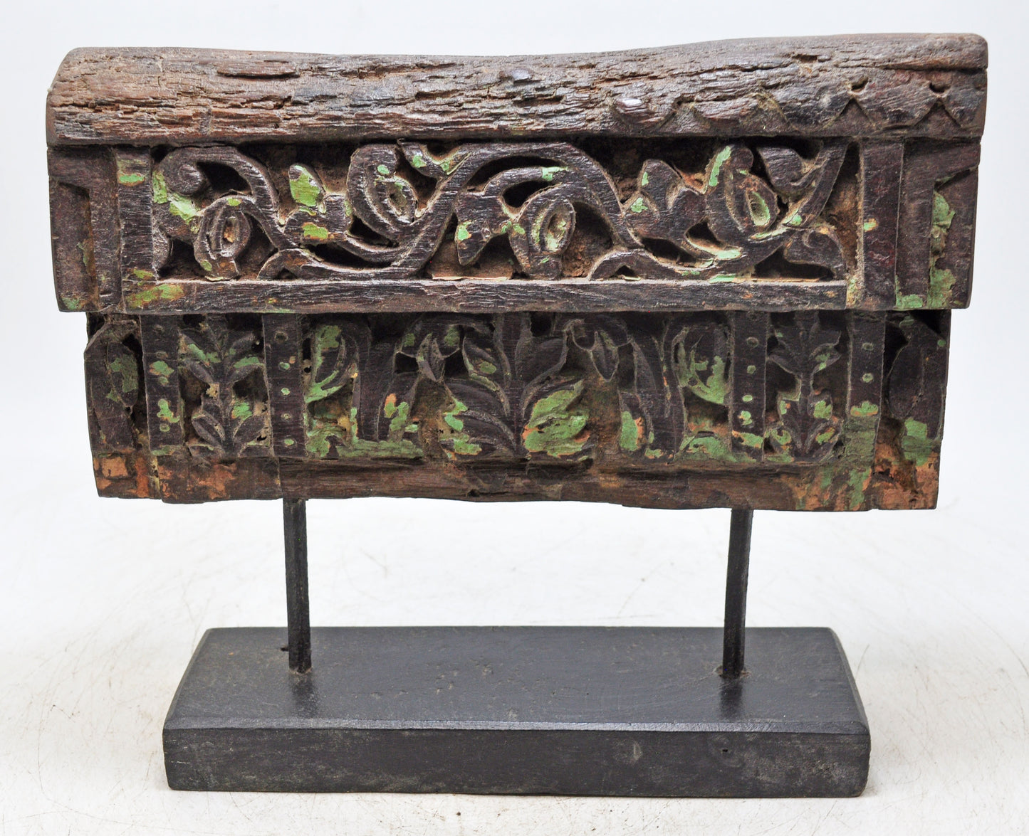 Antique Wooden Floral Carving Panel Plaque Original Old Hand Carved