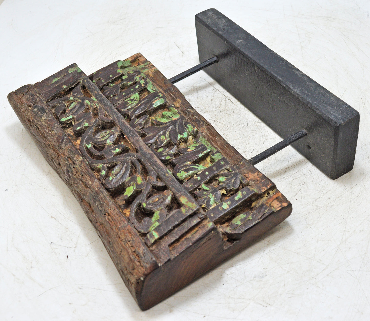 Antique Wooden Floral Carving Panel Plaque Original Old Hand Carved