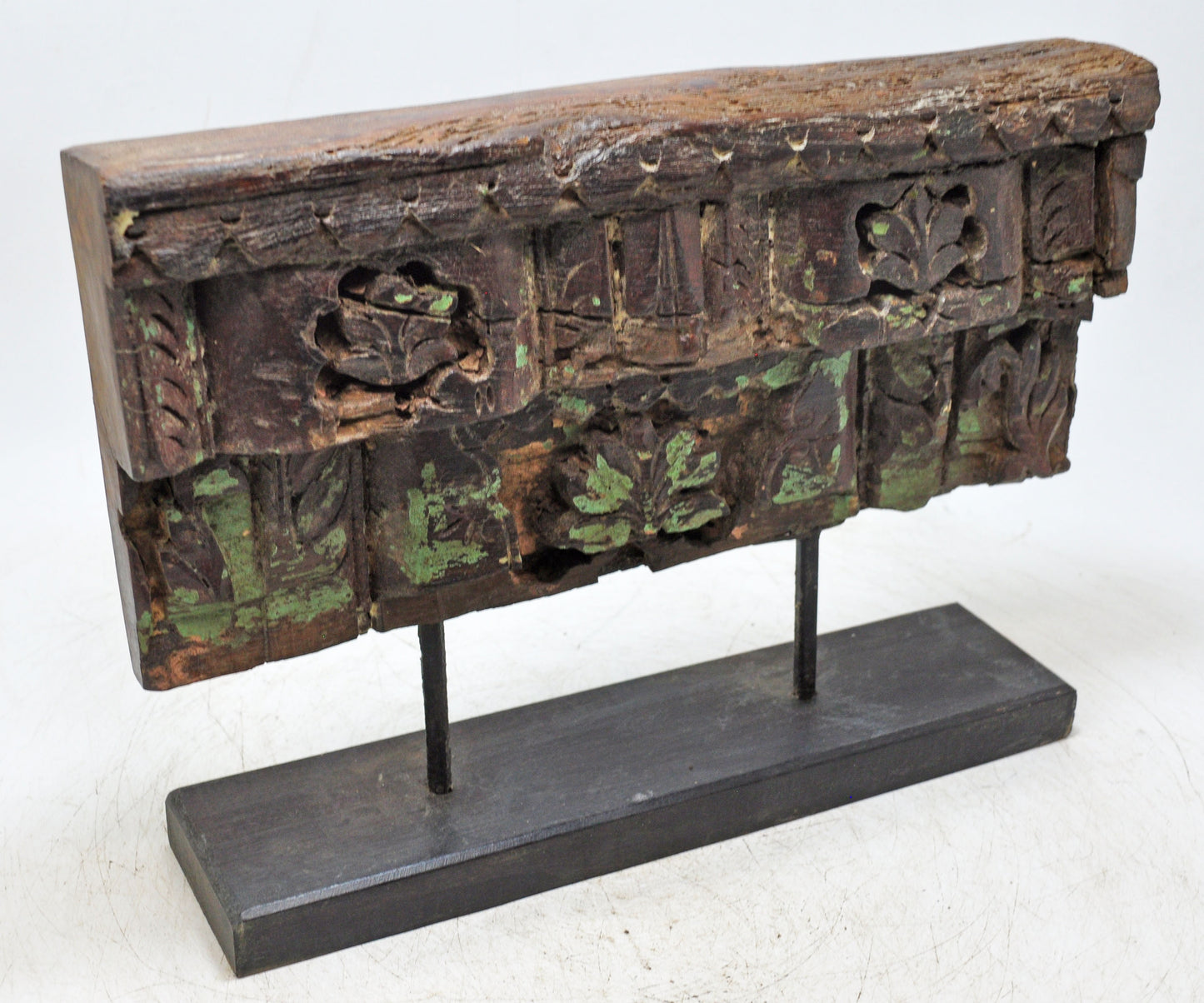 Antique Wooden Floral Carving Panel Plaque Original Old Hand Carved