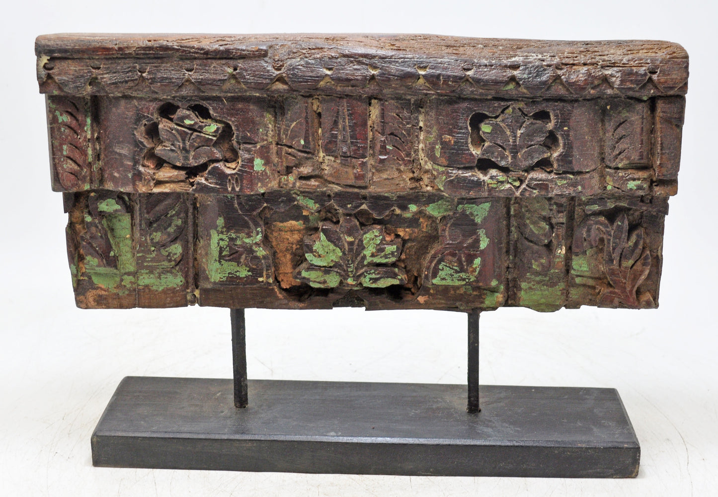 Antique Wooden Floral Carving Panel Plaque Original Old Hand Carved