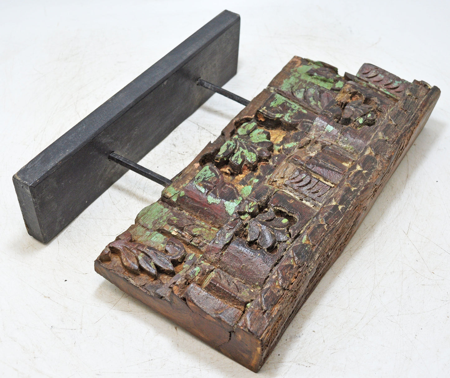 Antique Wooden Floral Carving Panel Plaque Original Old Hand Carved