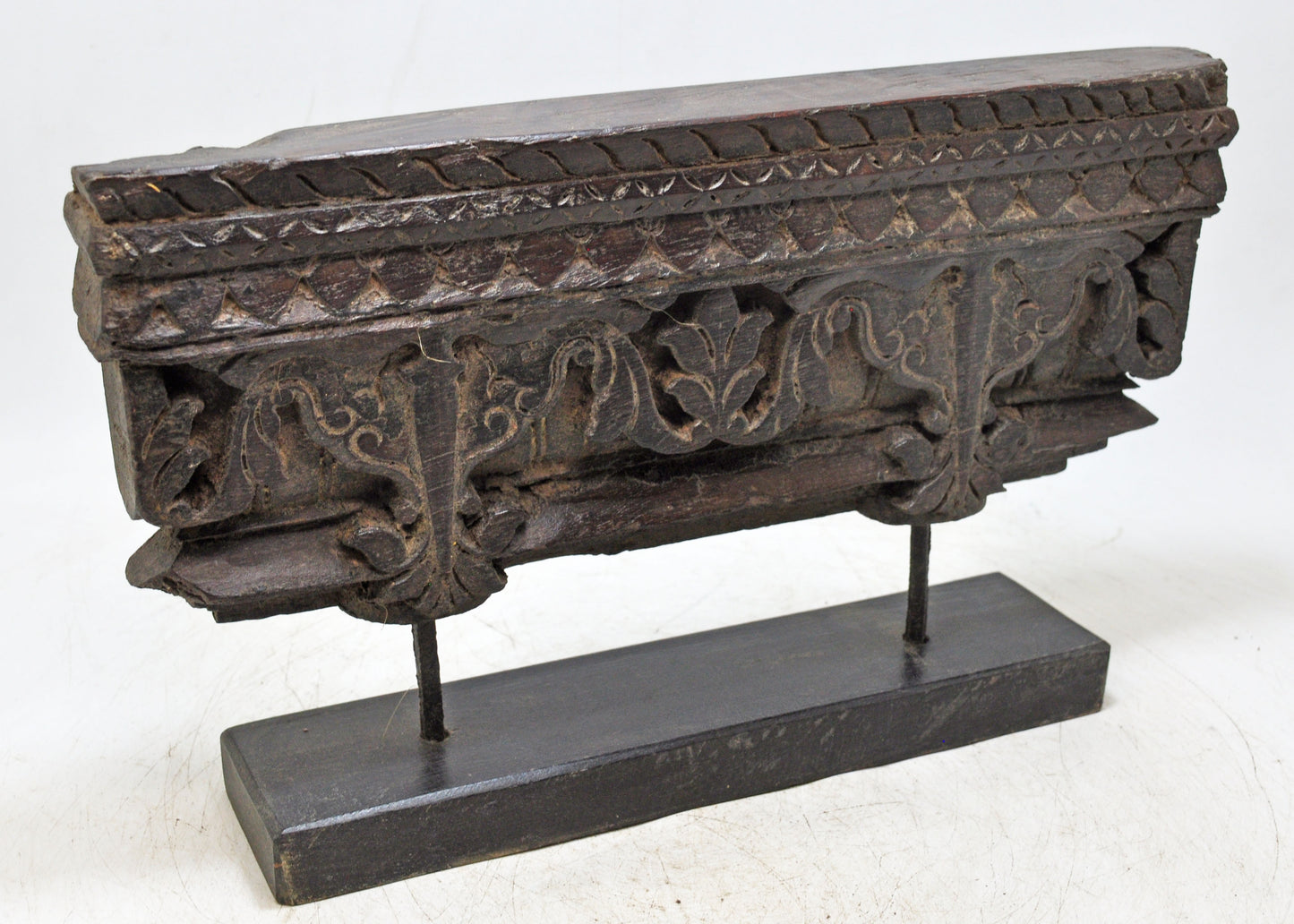 Antique Wooden Floral Carving Panel Plaque Original Old Hand Carved