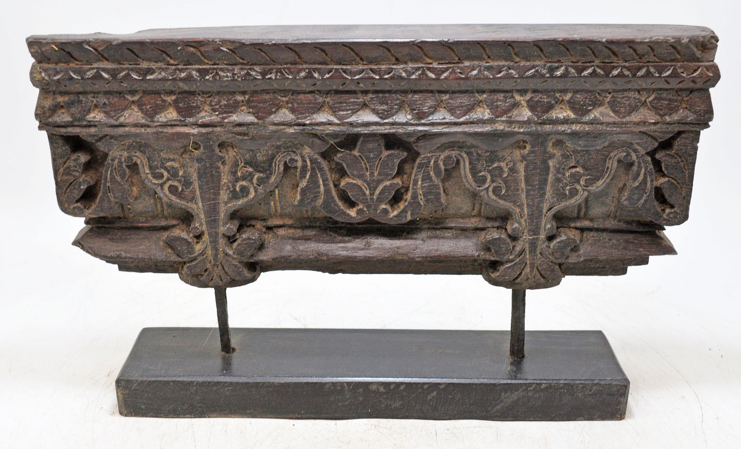 Antique Wooden Floral Carving Panel Plaque Original Old Hand Carved