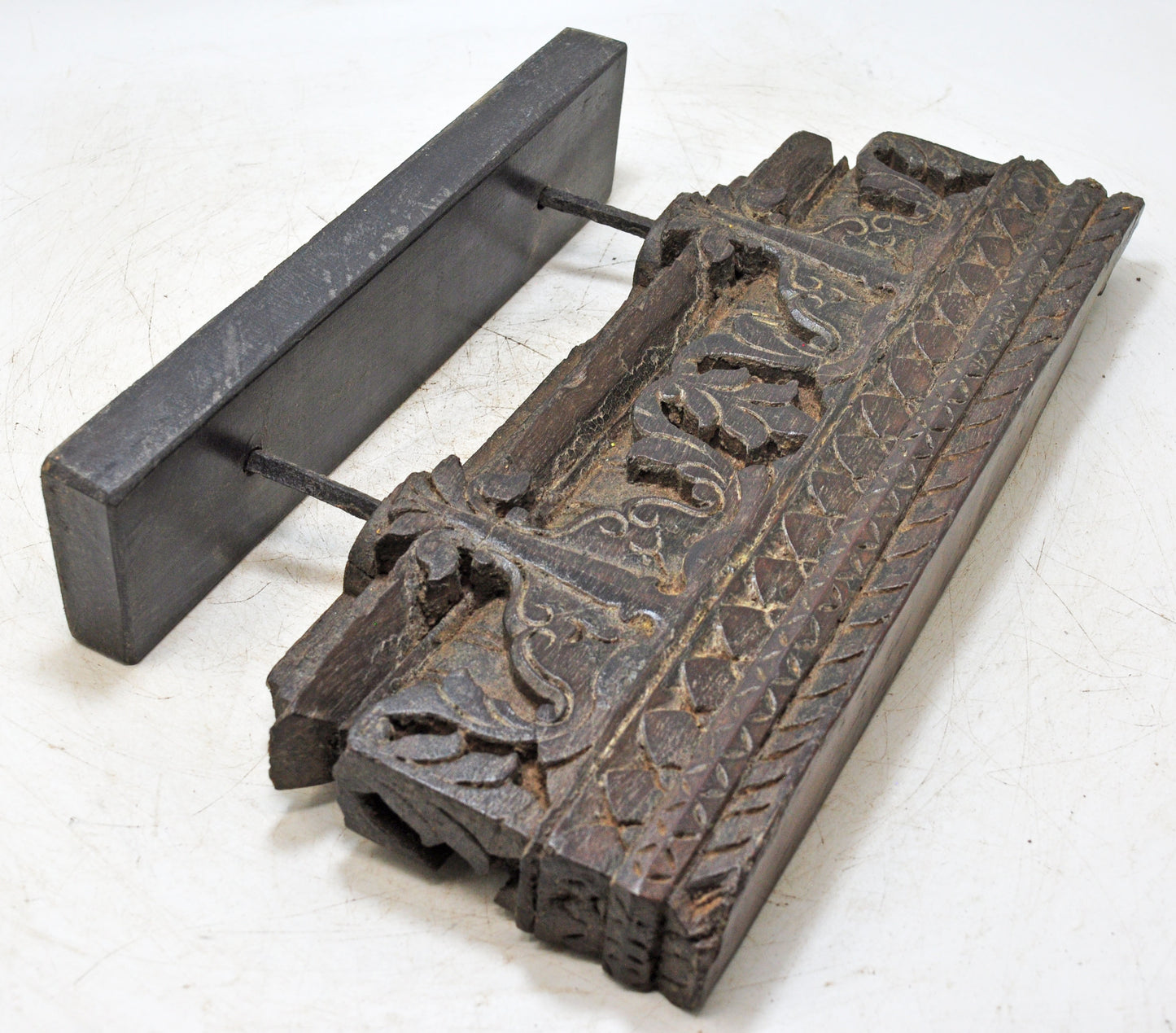 Antique Wooden Floral Carving Panel Plaque Original Old Hand Carved