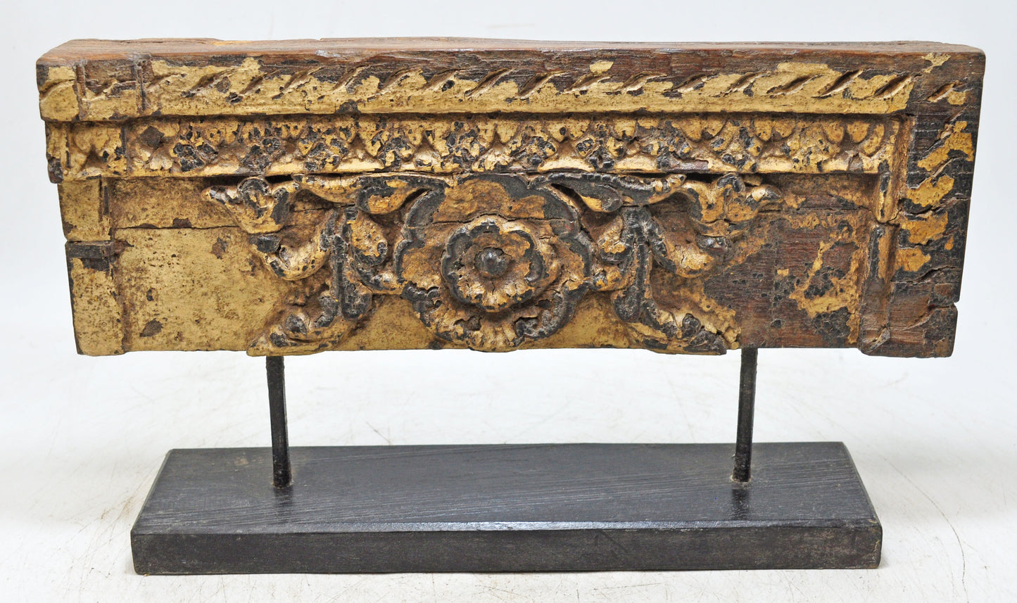 Antique Wooden Floral Carving Panel Plaque Original Old Hand Carved