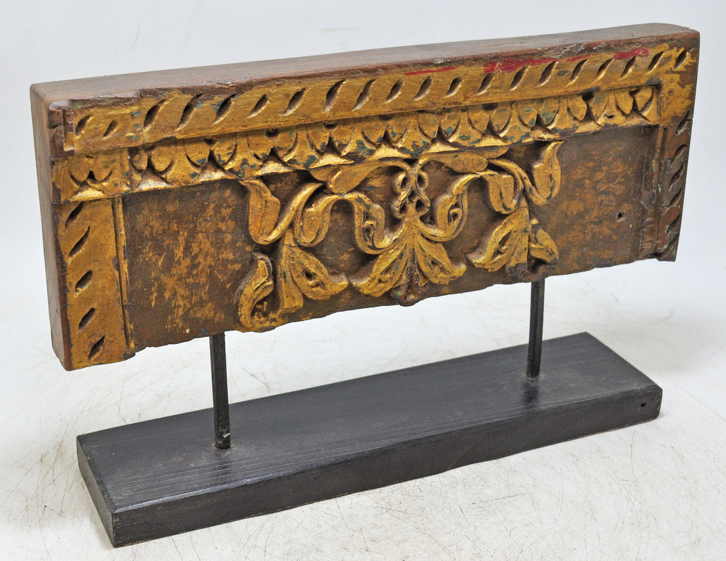 Antique Wooden Floral Carving Panel Plaque Original Old Hand Carved