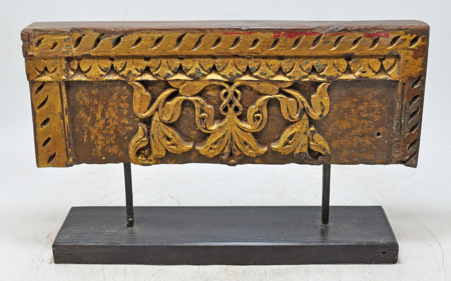 Antique Wooden Floral Carving Panel Plaque Original Old Hand Carved