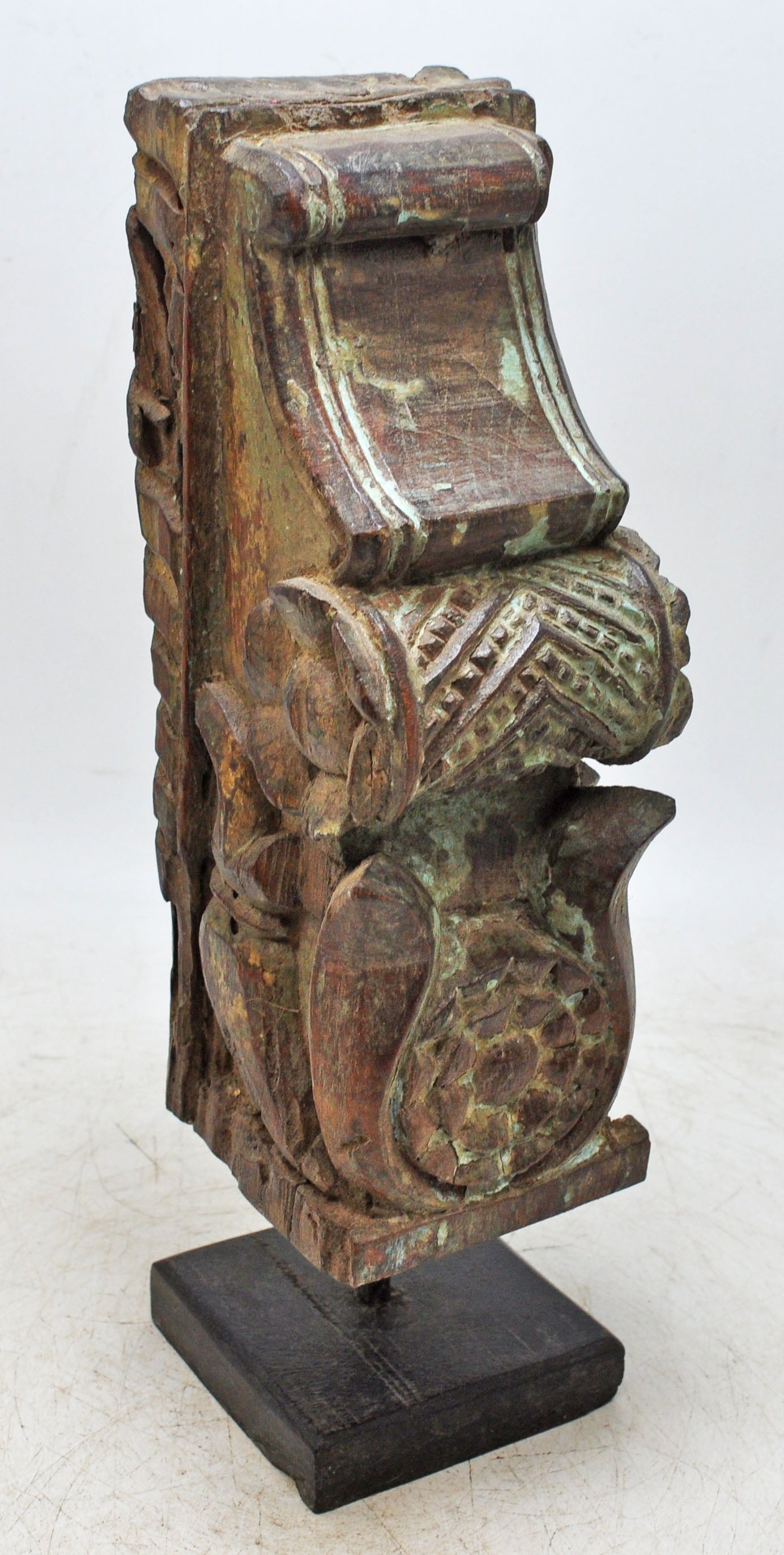 Antique Wooden Bracket Carving on Stand Original Old Hand Carved