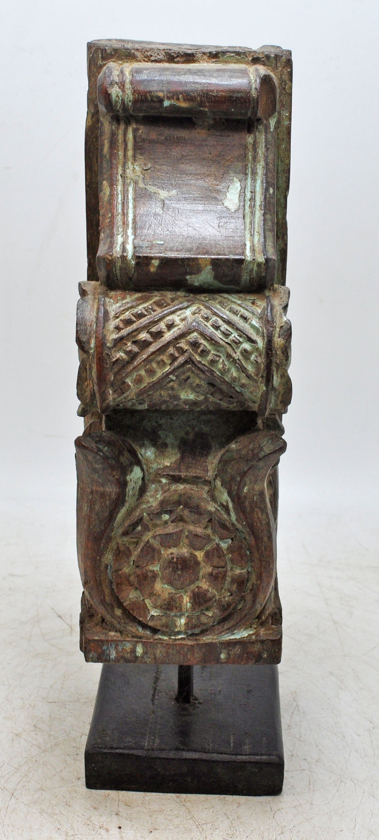 Antique Wooden Bracket Carving on Stand Original Old Hand Carved