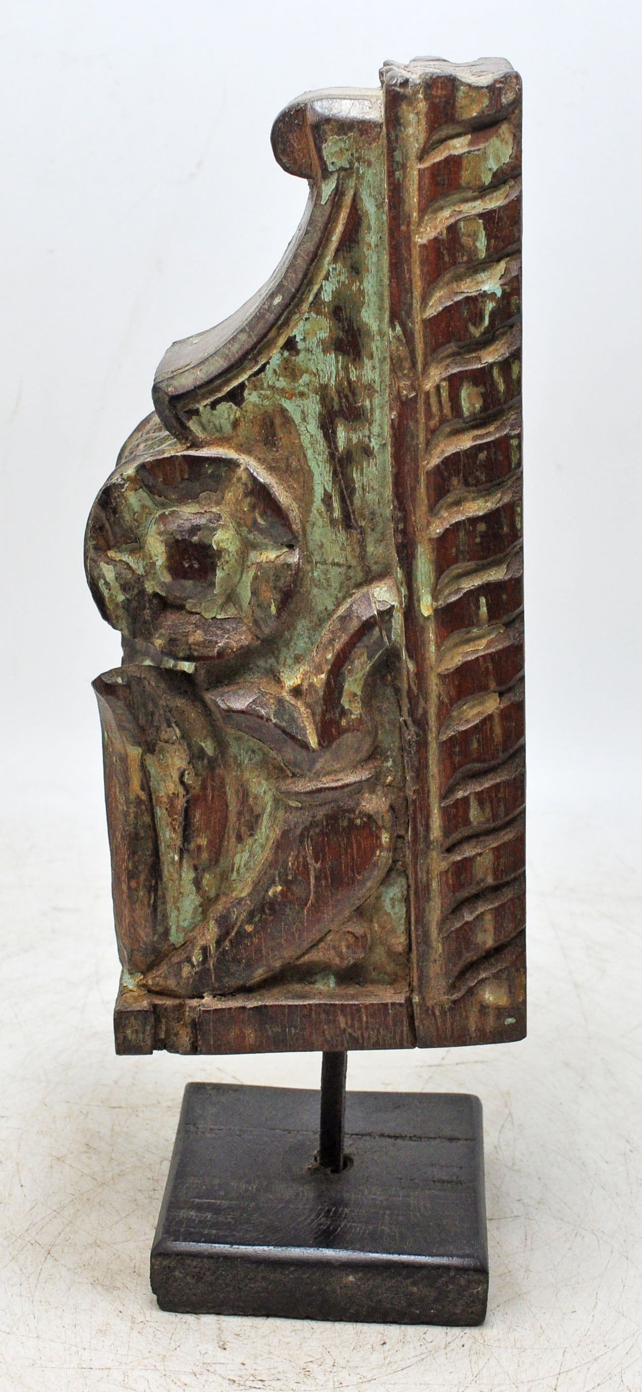 Antique Wooden Bracket Carving on Stand Original Old Hand Carved