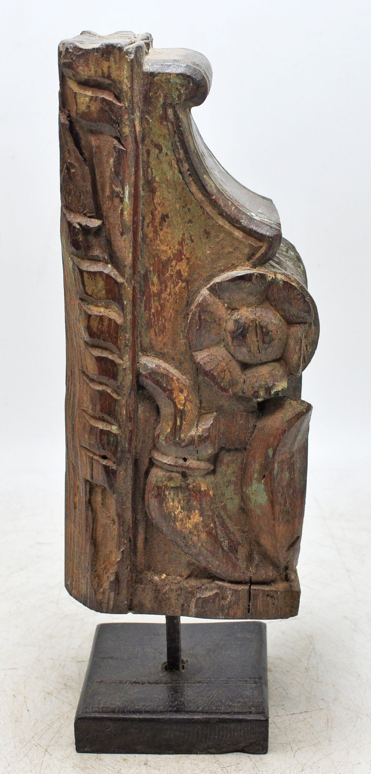 Antique Wooden Bracket Carving on Stand Original Old Hand Carved