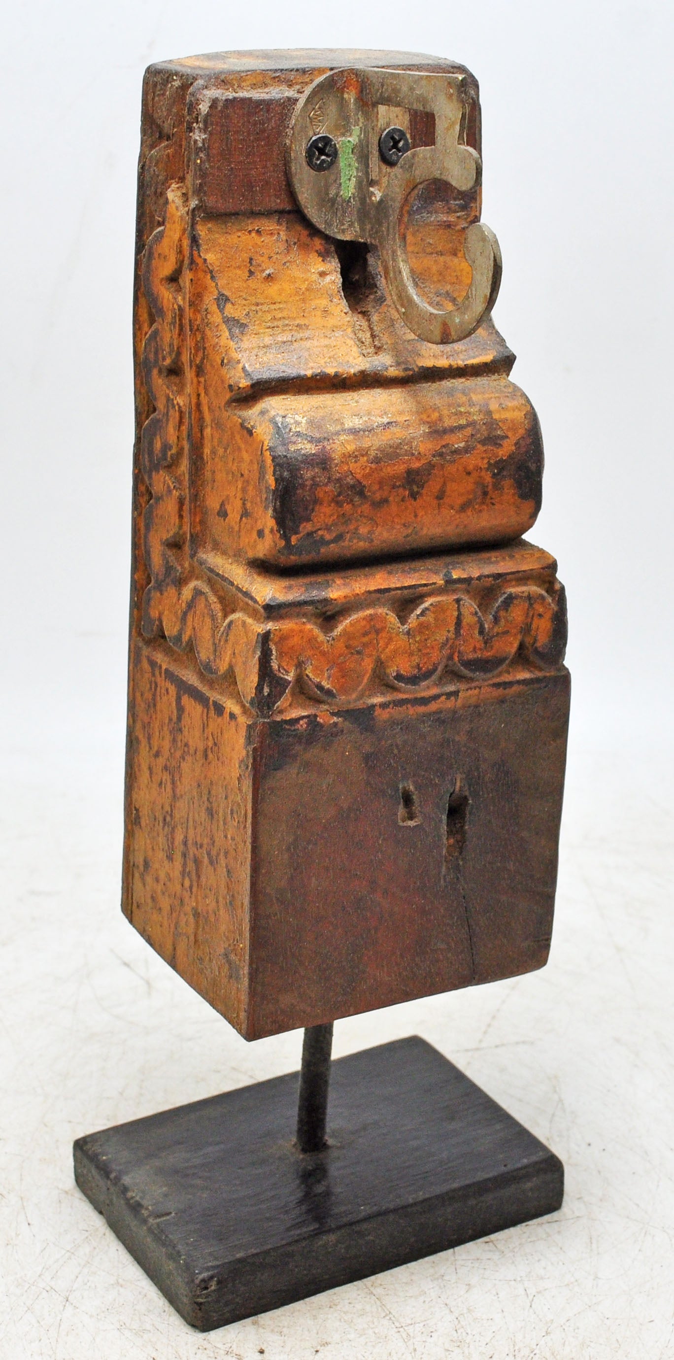 Antique Wooden Bracket Carving on Stand Original Old Hand Carved