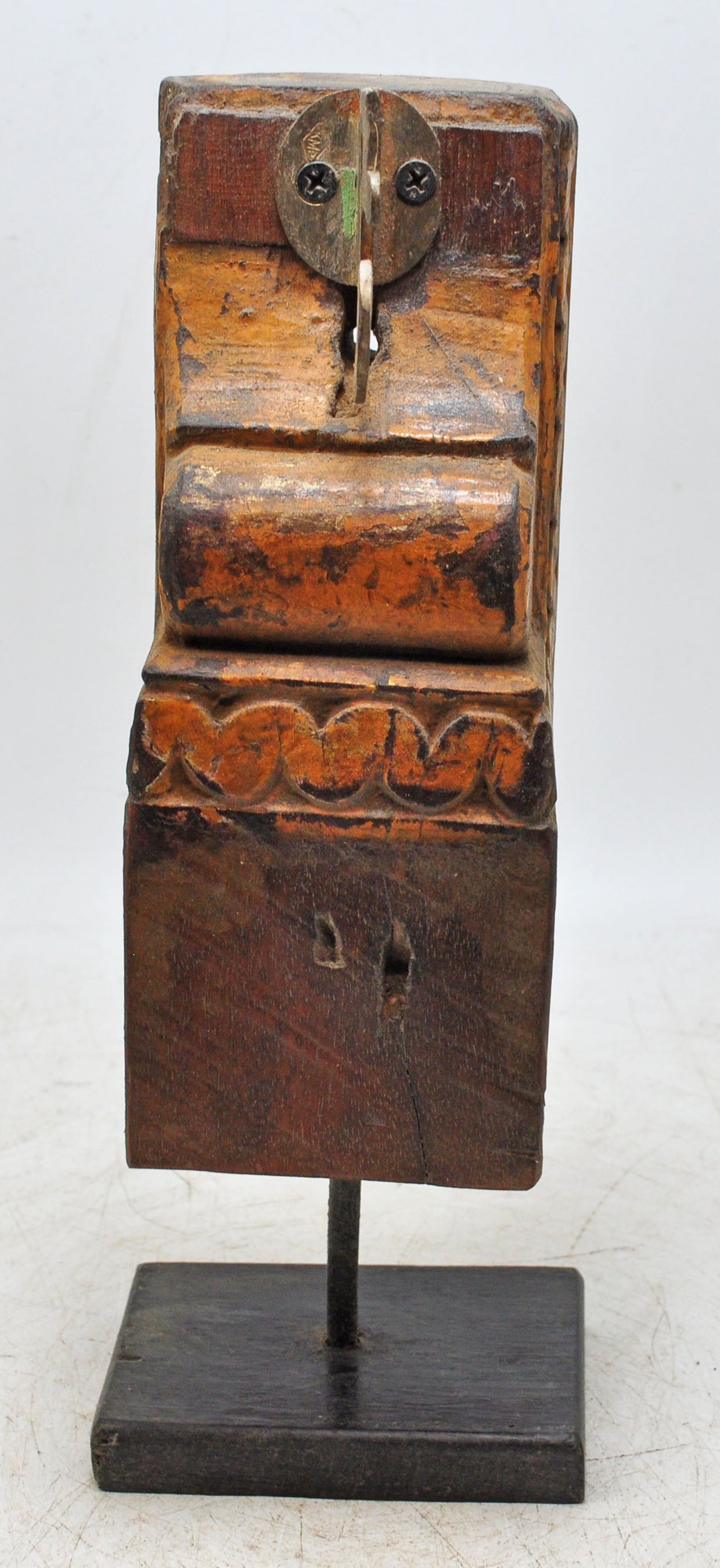 Antique Wooden Bracket Carving on Stand Original Old Hand Carved