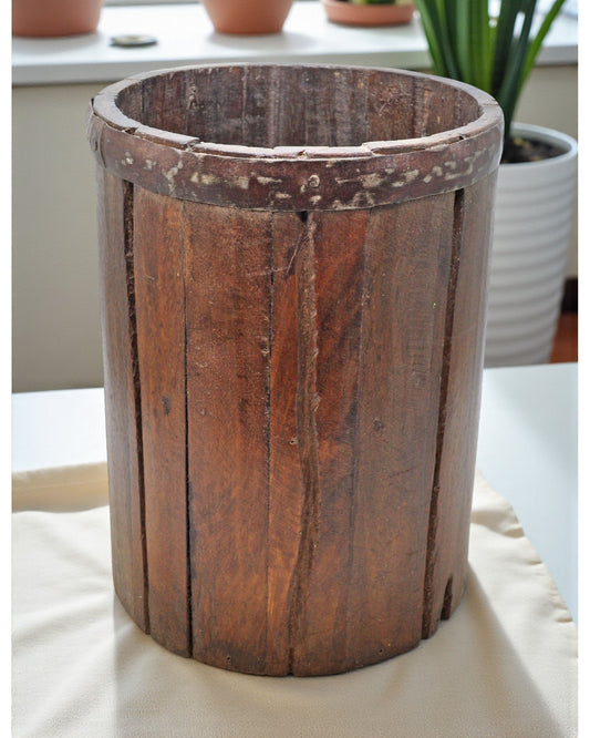 Vintage Wooden Grain Measurement Mana Pot Original Old Hand Crafted