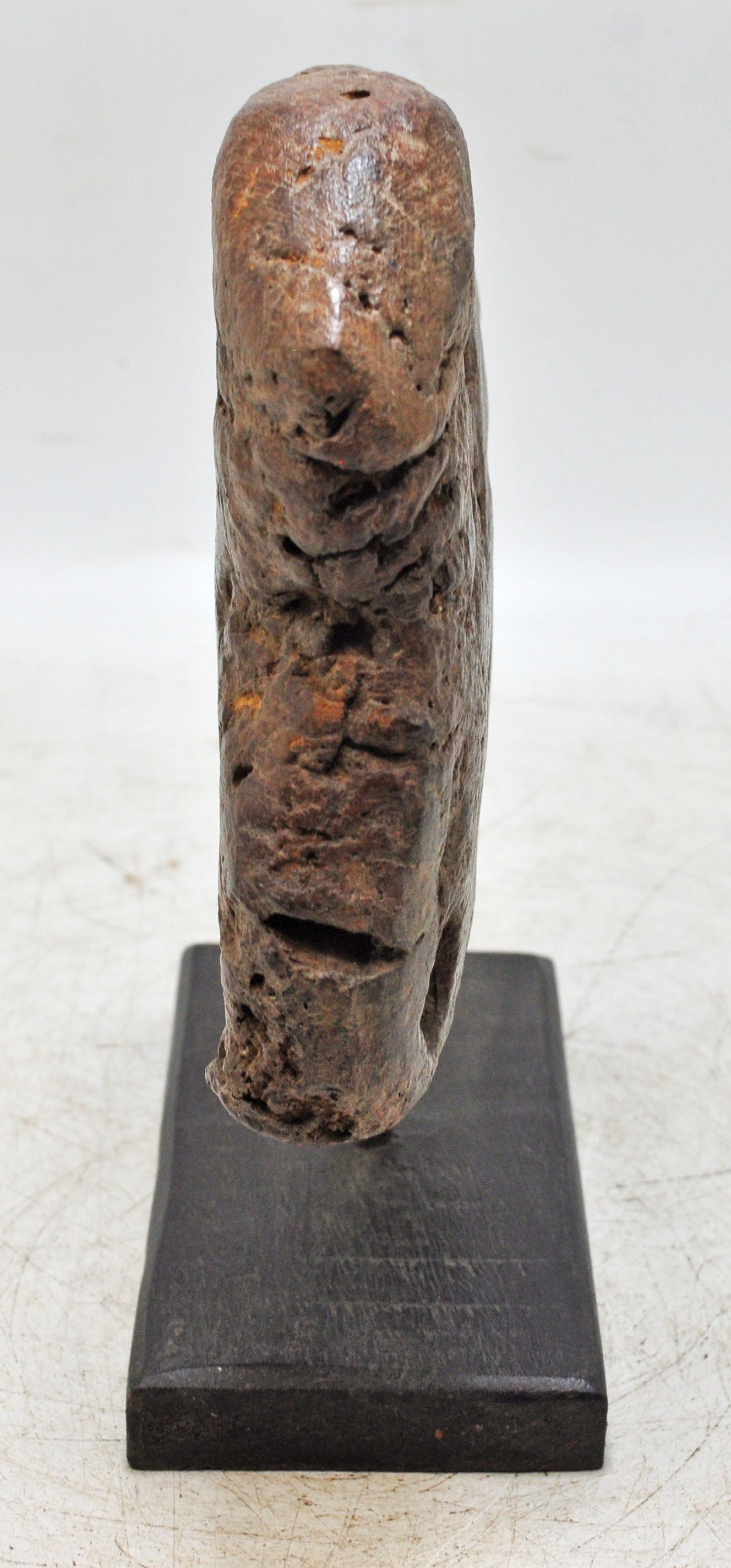 Antique Wooden Cow Figurine on Stand Original Old Hand Carved