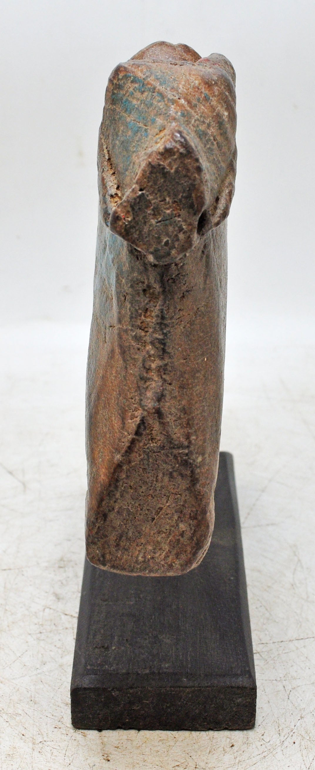 Antique Wooden Cow Figurine on Stand Original Old Hand Carved