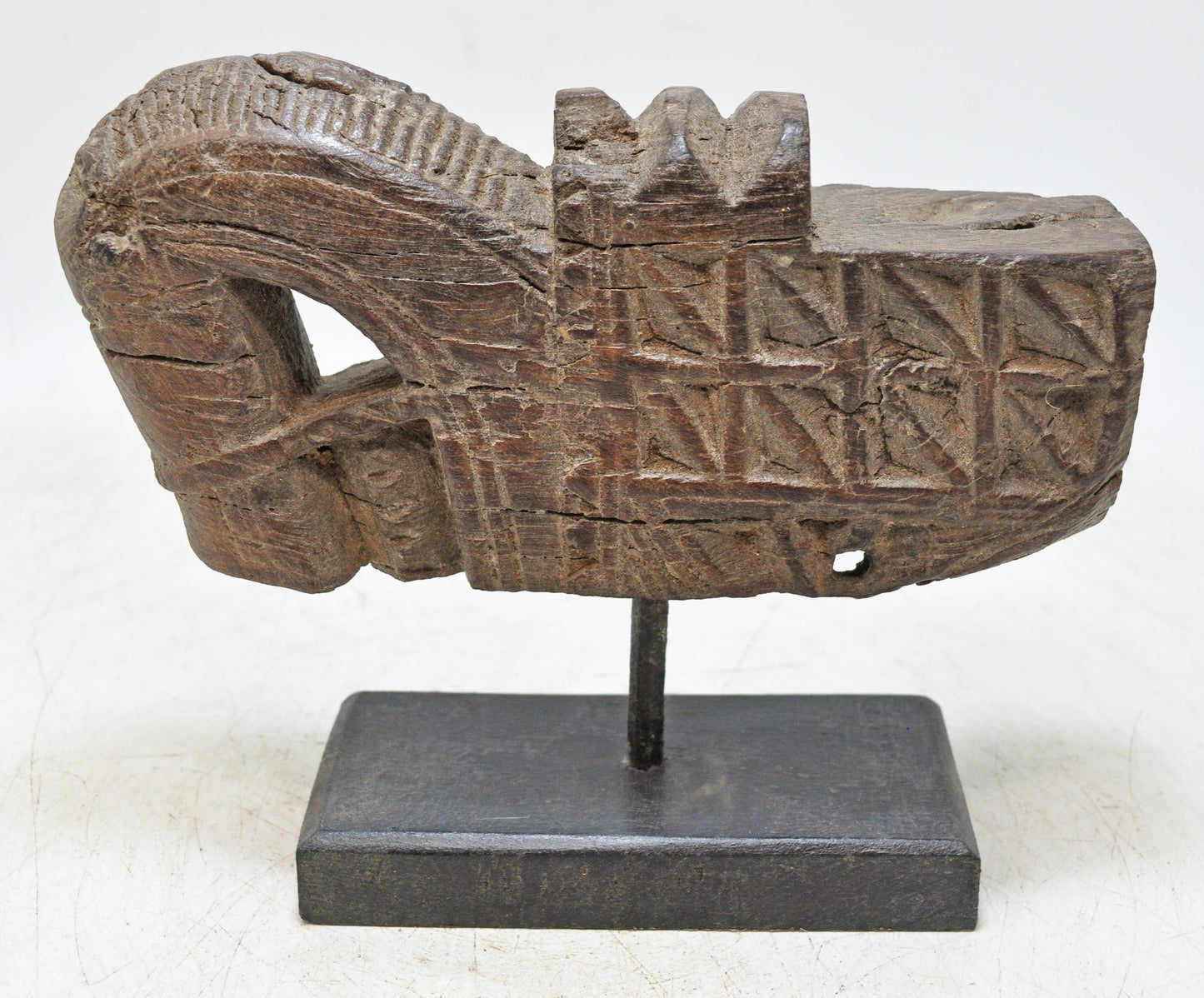 Antique Wooden Horse Head Bust on Stand Original Old Hand Carved